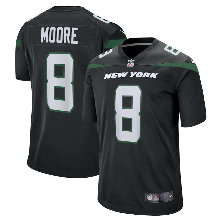 Cheap Men New York Jets 8 Elijah Moore Nike Black Game NFL Jersey